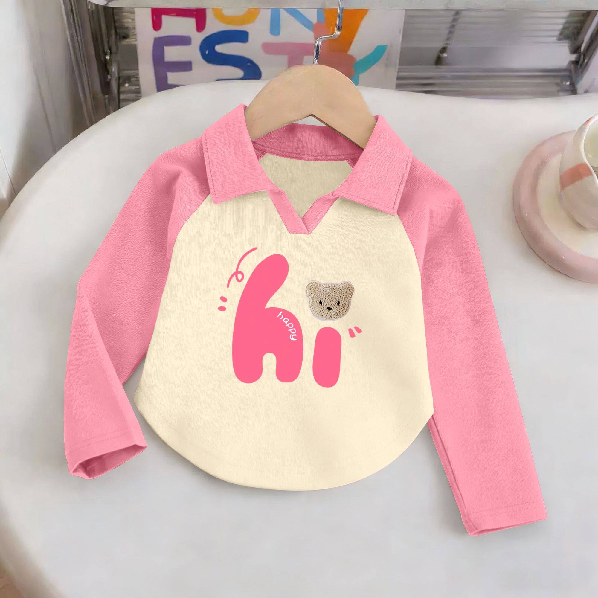 女童长袖T恤2026新款春秋款儿童polo衫中大童装女孩纯棉上衣洋气