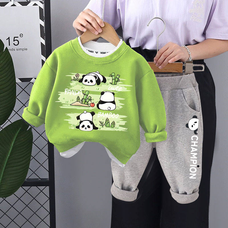 童装儿童假两件卫衣韩版男童女童长袖上衣裤子两件套秋装宝宝套装