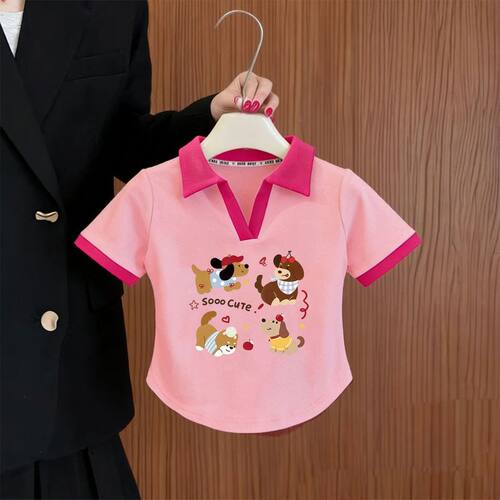 女童夏季纯棉卡通POLO短袖T恤