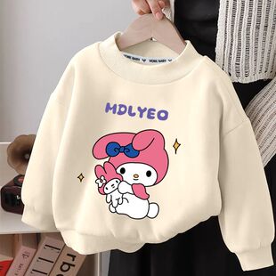 儿童装一体绒卫衣秋冬男女童加绒洋气套头衫2023新款中小童上衣