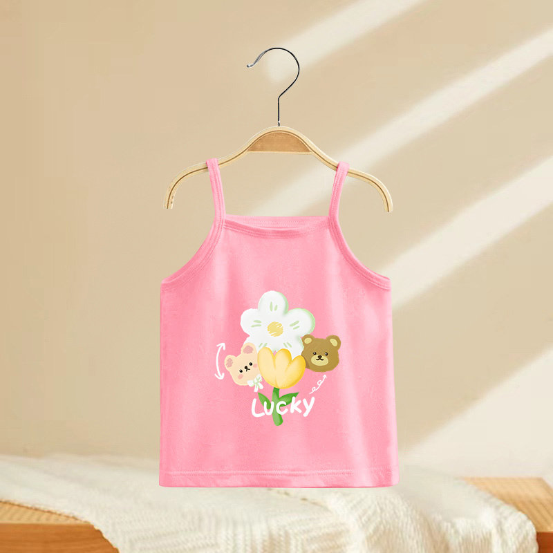 日系夏款轻薄女童吊带背心中大儿童上衣 纯棉a类宝宝无袖打底衫