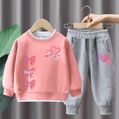 女童假两件卫衣套装两件套