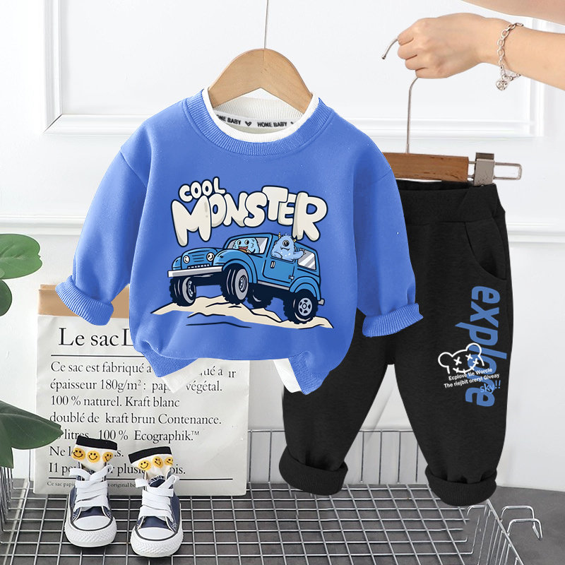 男童春秋套装韩版新款儿童帅气两件套中小童休闲假两件卫衣套装潮