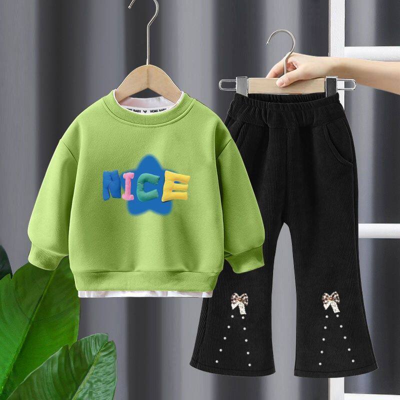 女童春装套装2026新款儿童春秋季洋气超好看宝宝早春时髦字母卫衣