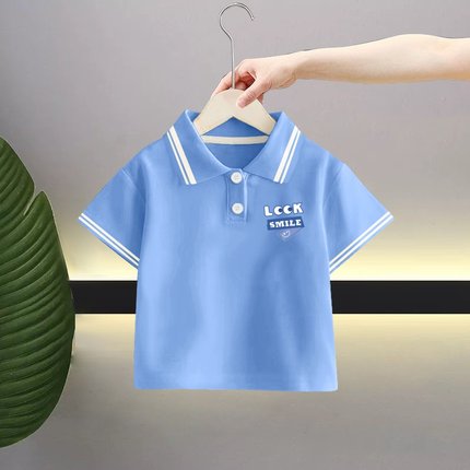 男童短袖POLO衫2025夏季新款儿童薄款T恤半袖翻领韩范体恤洋气潮