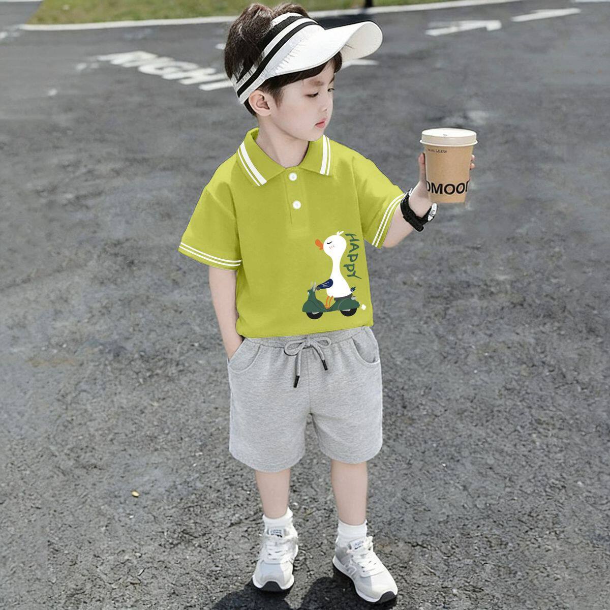 男童夏季polo衫短袖短裤两件套