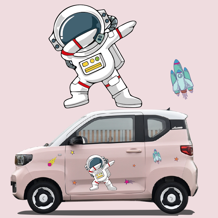 五菱宏光miniev小蚂蚁车贴迷你电动车车身拉花卡通宇航员太空人