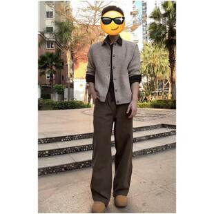 张凌赫何苏叶同款开衫毛衣男款春人夫感穿搭美式复古老钱风针织衫