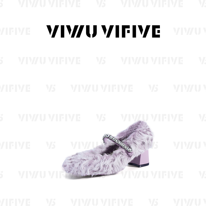 V5 VIWU·VIFIVE「雾璎·高跟」玛丽珍外穿加绒毛毛鞋保暖单鞋女,女鞋,浅口单鞋,淘宝优惠券,粉丝福利购,淘宝优惠卷