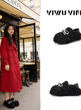 V5 VIWU·VIFIVE「雪熠」勃肯鞋女秋冬季加绒保暖水钻两穿厚底鞋