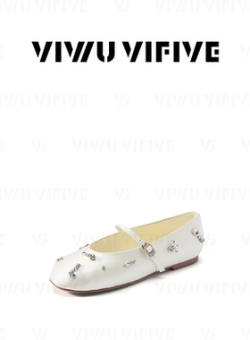 V5 VIWU·VIFIVE「缎萤」单鞋法式水钻真丝布芭蕾风平底玛丽珍鞋
