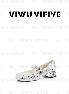 V5 VIWU·VIFIVE「月吟」玛丽珍女鞋法式公主风方头水钻粗跟鞋子