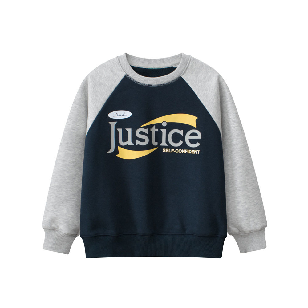 GRrr品牌童装春季中大童插肩袖套头加绒儿童字母印花卫衣男亲子装