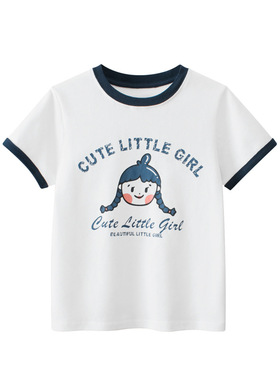 GRRR品牌精梳棉童装夏季中大童女孩短袖T恤圆领青年衣服厂家直销