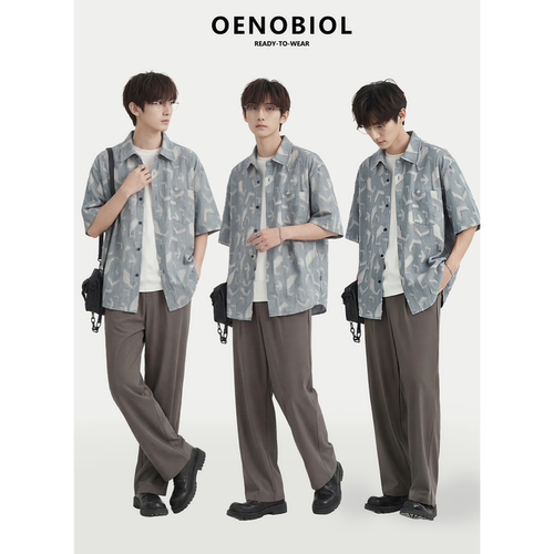 极简冷淡风男士短袖衬衫夏季