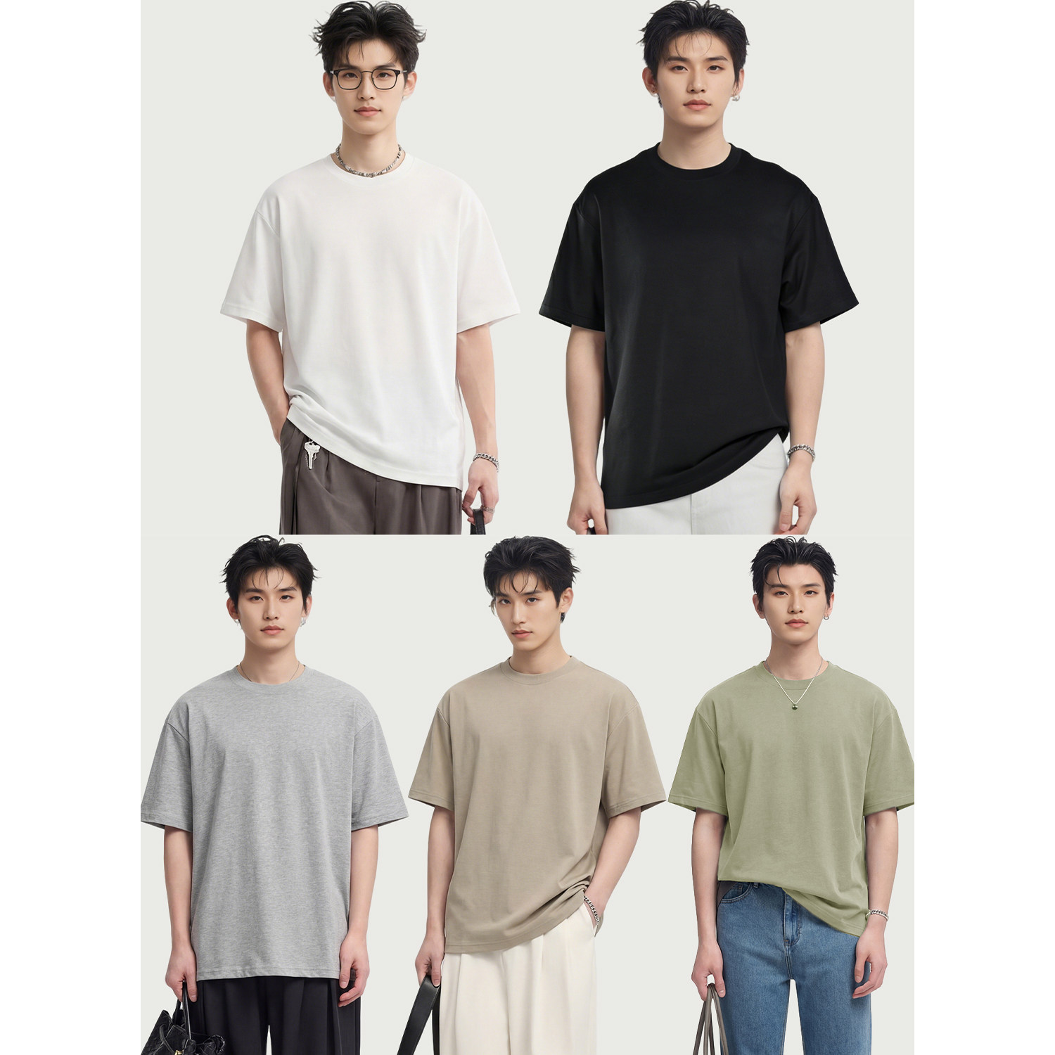 【高弹亲肤】夏男士流行短袖t恤打底衫内搭可外穿7A抗菌棉麻上衣