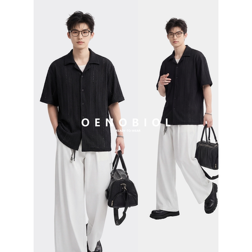 男士夏季新中式禅意透气镂空衬衫