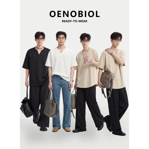 柔软轻盈男士夏季提花短袖T恤