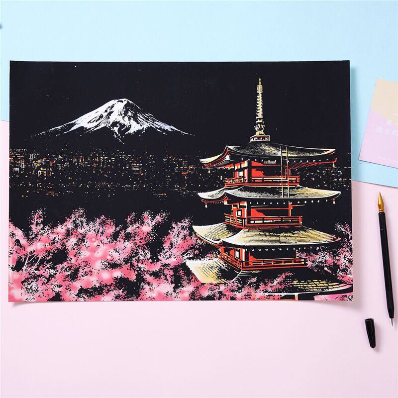 城市夜景刮刮画8开刮画纸diy礼物图片