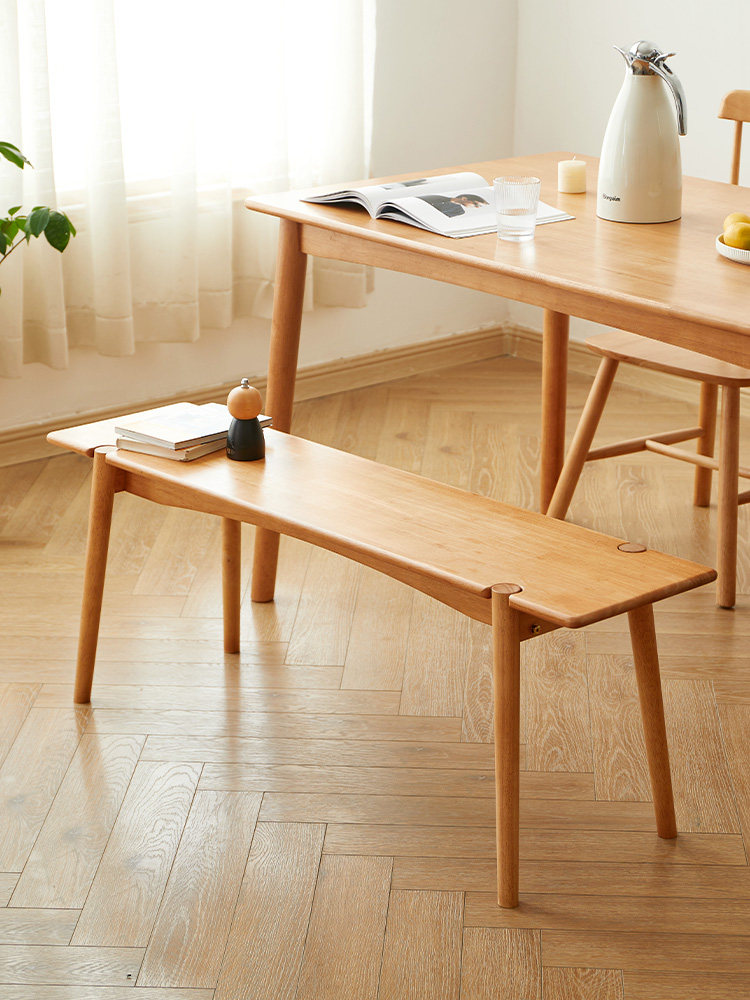 墨点实木长凳日式原木餐凳家用凳子卧室床尾凳简约长条凳换鞋凳