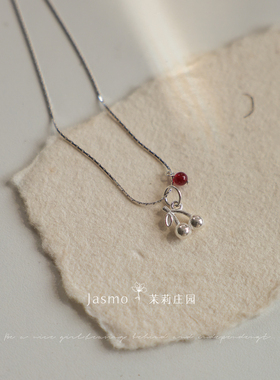 高级感项链红色小樱桃气