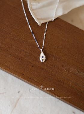 纯银s925银色水滴星芒项链锁骨链