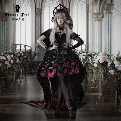 taobao agent [Custom] Black Dragon Sanda Flower Marriage Set Classical Doll Lolita Dress full pre -sale