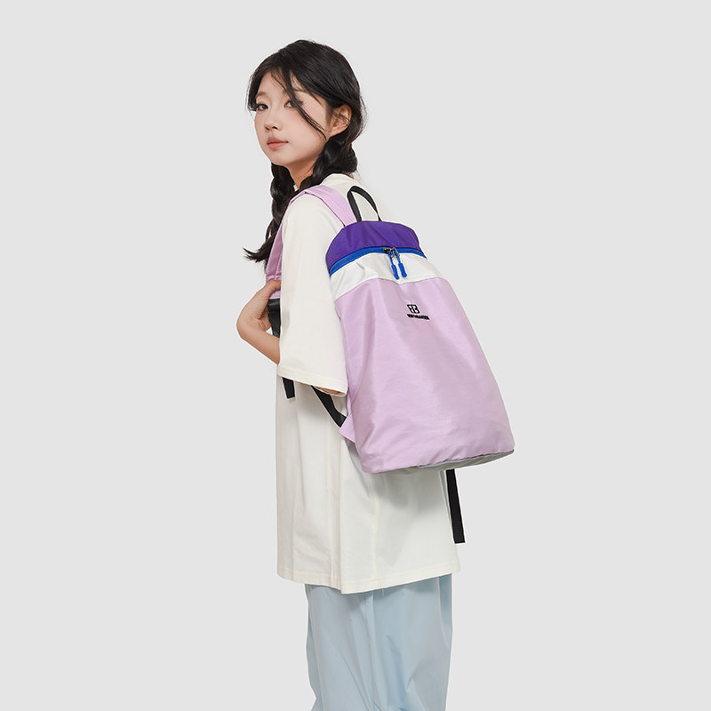 时尚撞色双肩背包女休闲