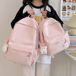 红鹮鸟大容量书包初中生少女简约百搭日系高中男大学生双肩包背包