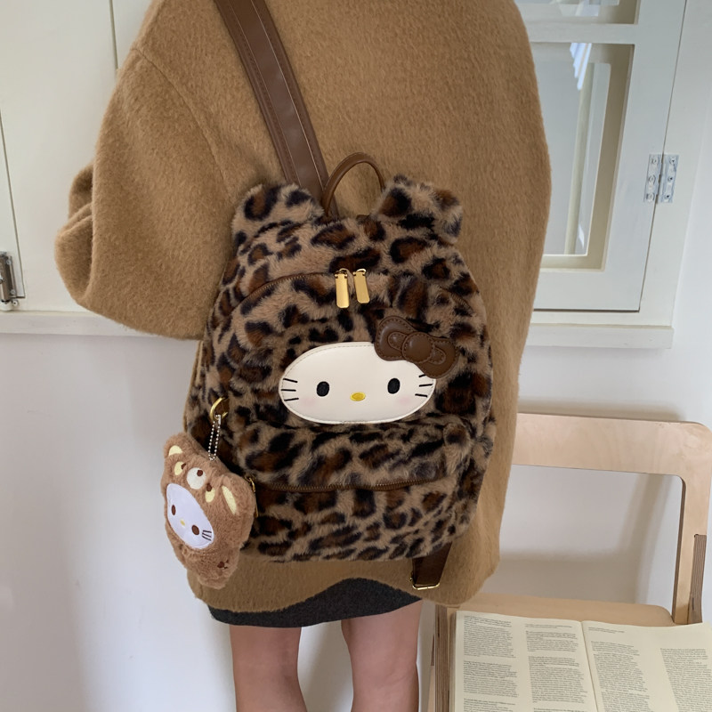 红鹮鸟秋冬毛茸茸卡通可爱毛绒双肩包女2026迷你可爱毛毛背包