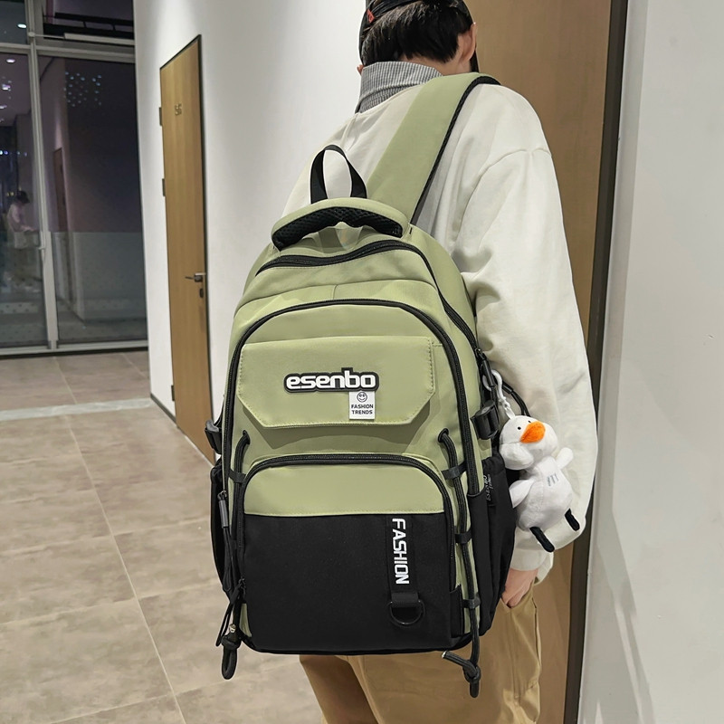 红鹮鸟美式休闲书包男女大学生潮酷大容量高中生高级感小众双肩包