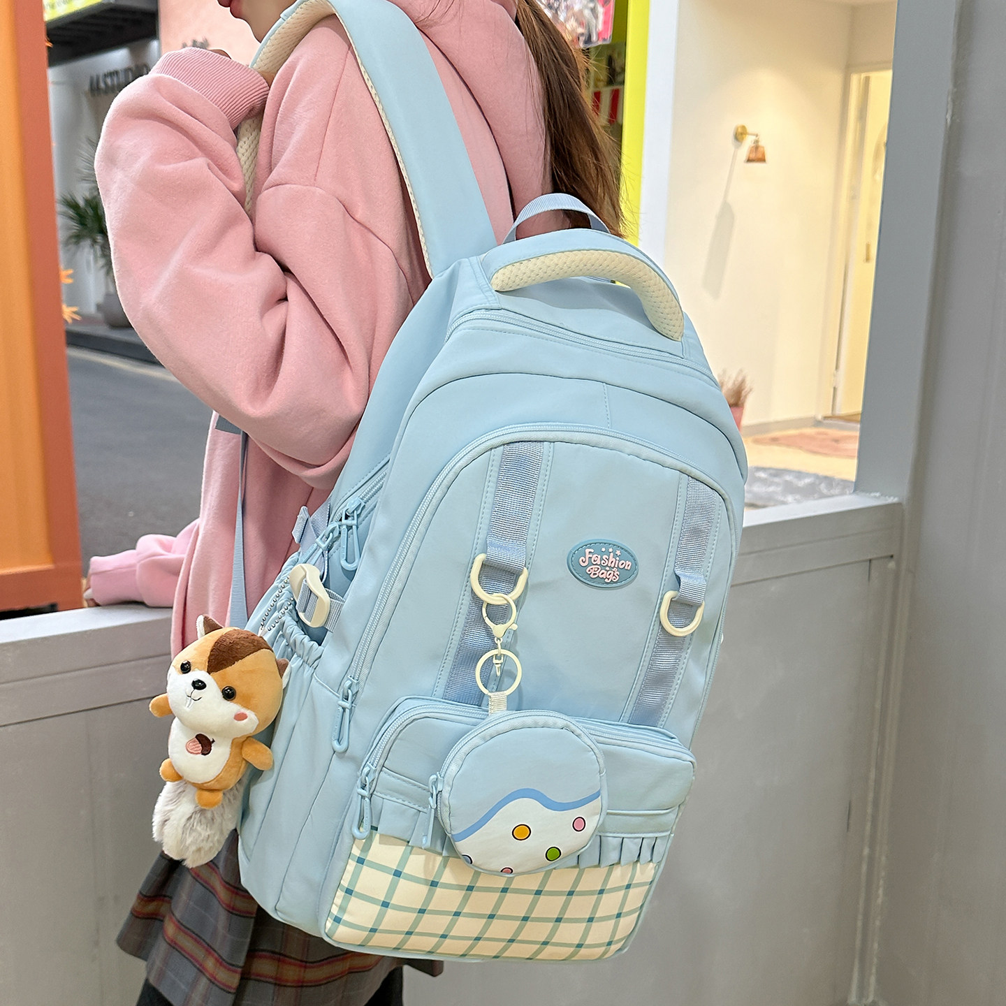 红鹮鸟2026学院风书包女初高中背包大容量双肩包轻便减负背包