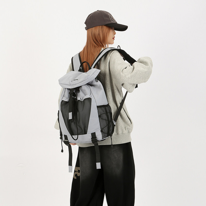 红鹮鸟户外休闲双肩包男女轻便大容量旅行抽绳背包学生简约书包潮