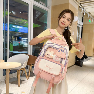 红鹮鸟书包初中女高颜值可爱高中背包痛包ins韩系学院风双肩包