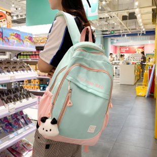 2025新款百搭撞色书包女生防水背包男生初高中大学生大容量双肩包