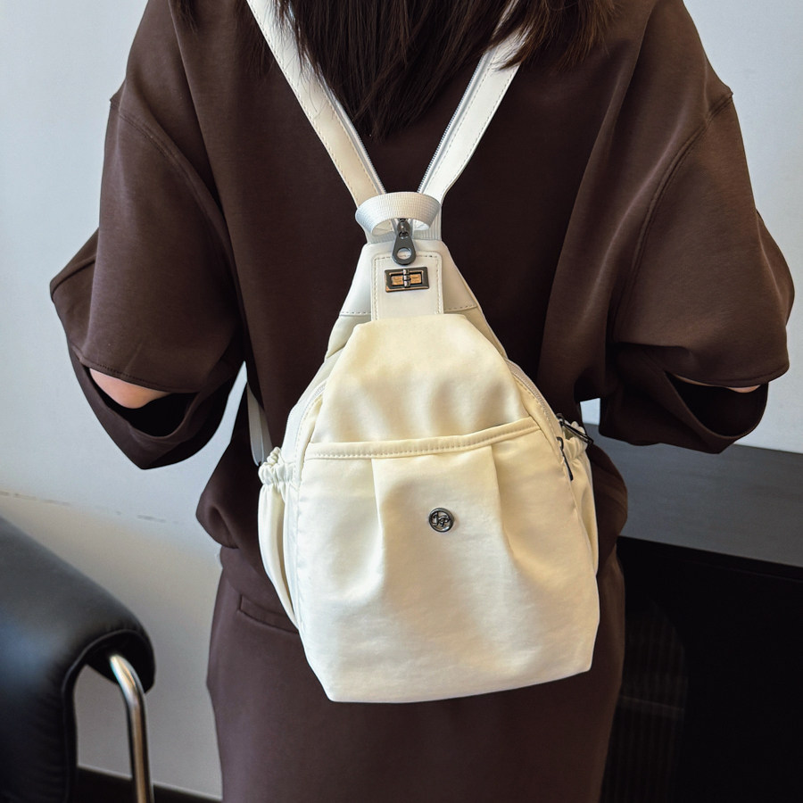 双肩包女帆布包多功能小型旅行背包简约时尚高颜值斜挎通勤小胸包