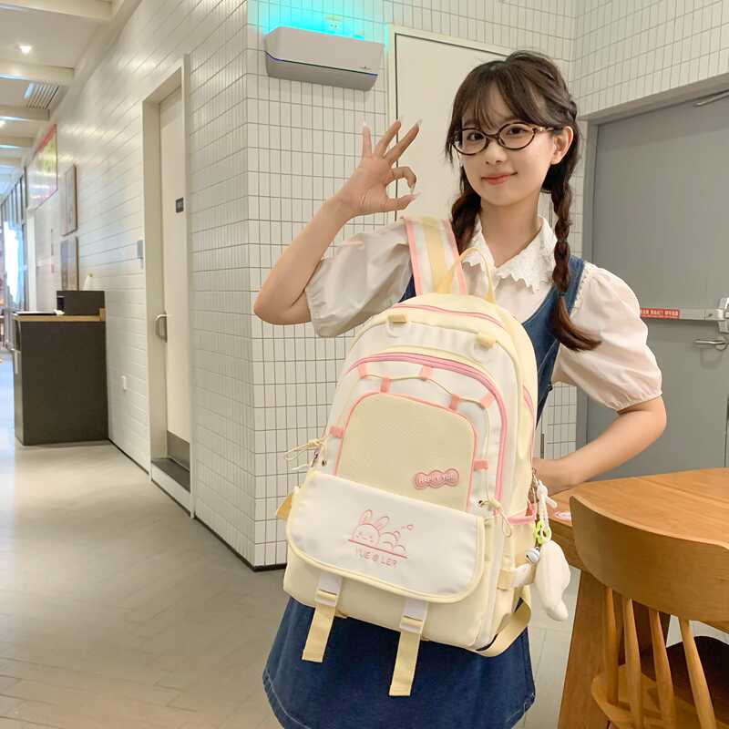 红鹮鸟26新款高颜值女生ins风简约百搭书包女学院风背包时尚双肩