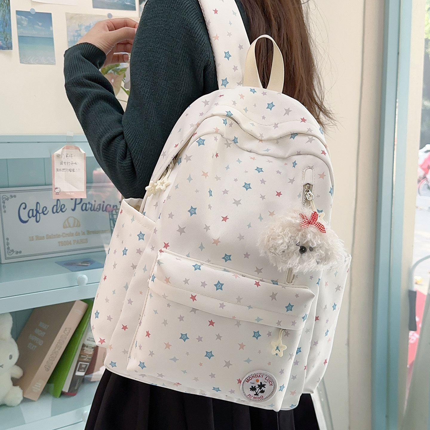 红鹮鸟韩版书包女初中生高颜值ins小众大容量轻便学院风双肩包