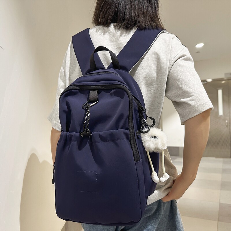 港风休闲纯色双肩包女日系ins风
