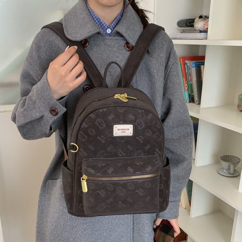 红鹮鸟韩系学院风复古双肩包包2026秋冬休闲百搭手提通勤背包