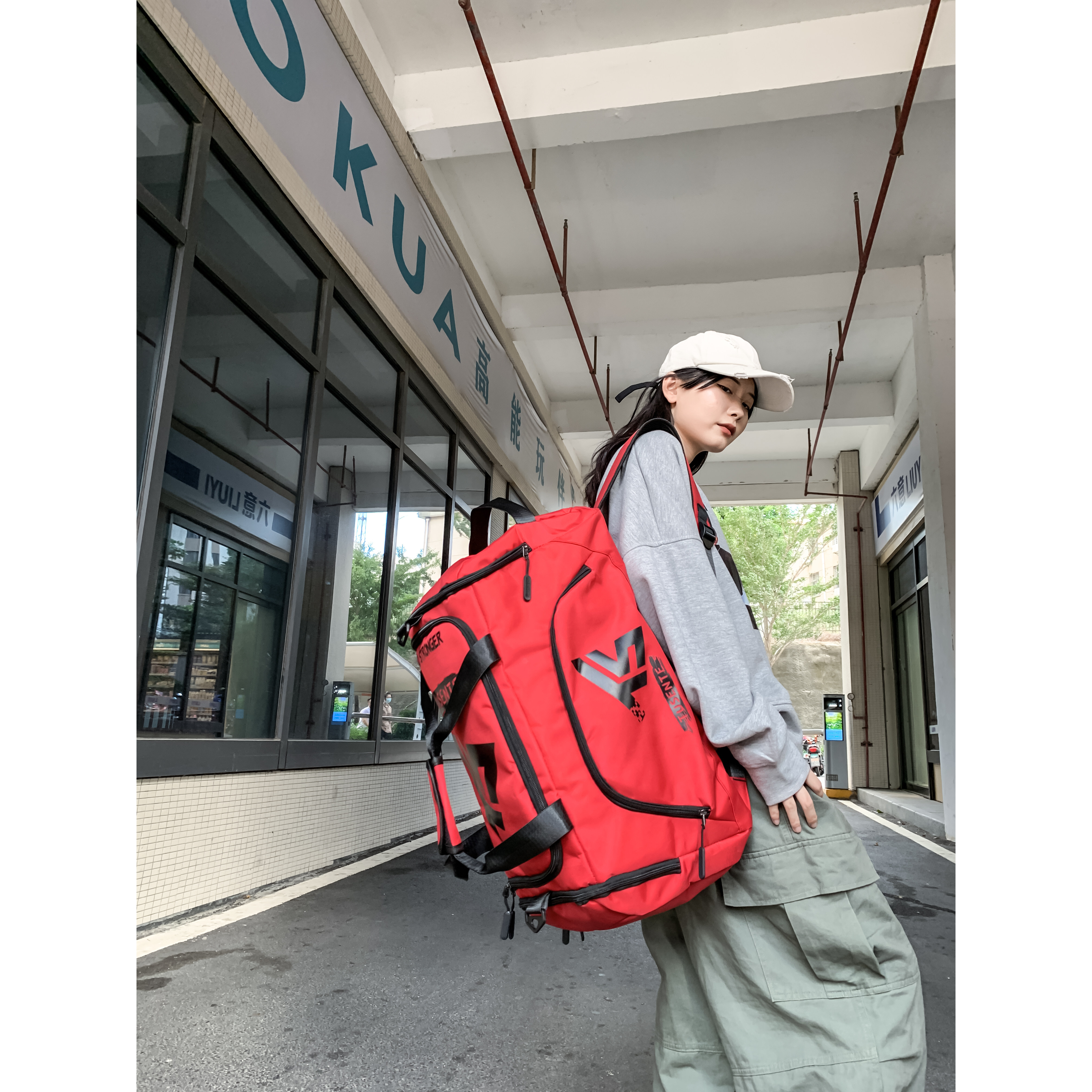 红鹮鸟运动健身包男士篮球训练装备包行李袋旅行包女潮酷双肩背包