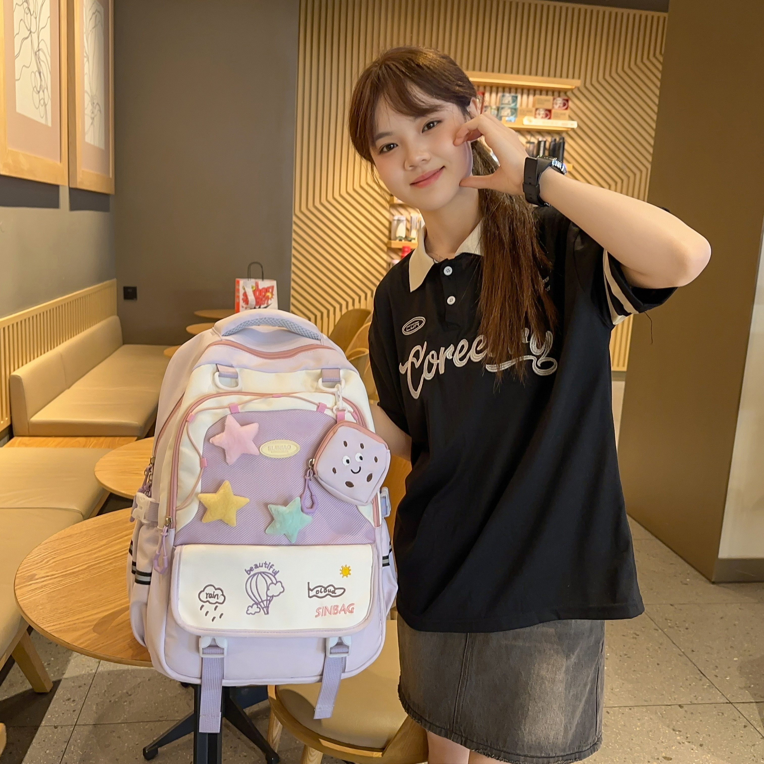 红鹮鸟书包初中生ins风大容量双肩包设计感小众韩系背包高中生