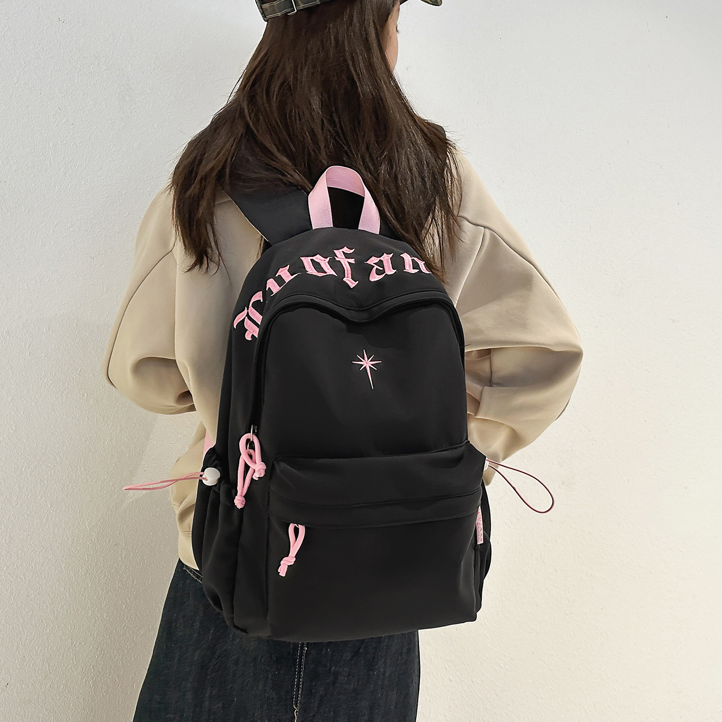 红鹮鸟韩系简约女学生大容量双肩