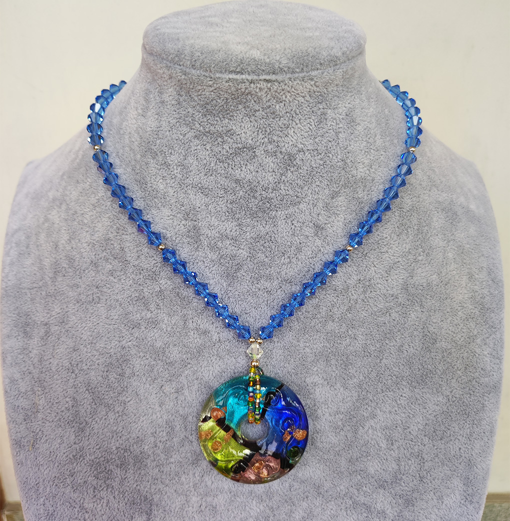 小众气质款原创琉璃吊坠奥地利水晶项链银珠银扣生日情人节礼物