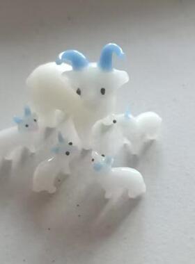 非遗传承纯手工老琉璃料器生肖羊妈妈带小羊可爱怀旧小摆件