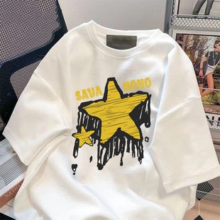 短袖男款2026新款设计感小众印花ins重磅t恤纯棉ootd穿搭潮牌百搭