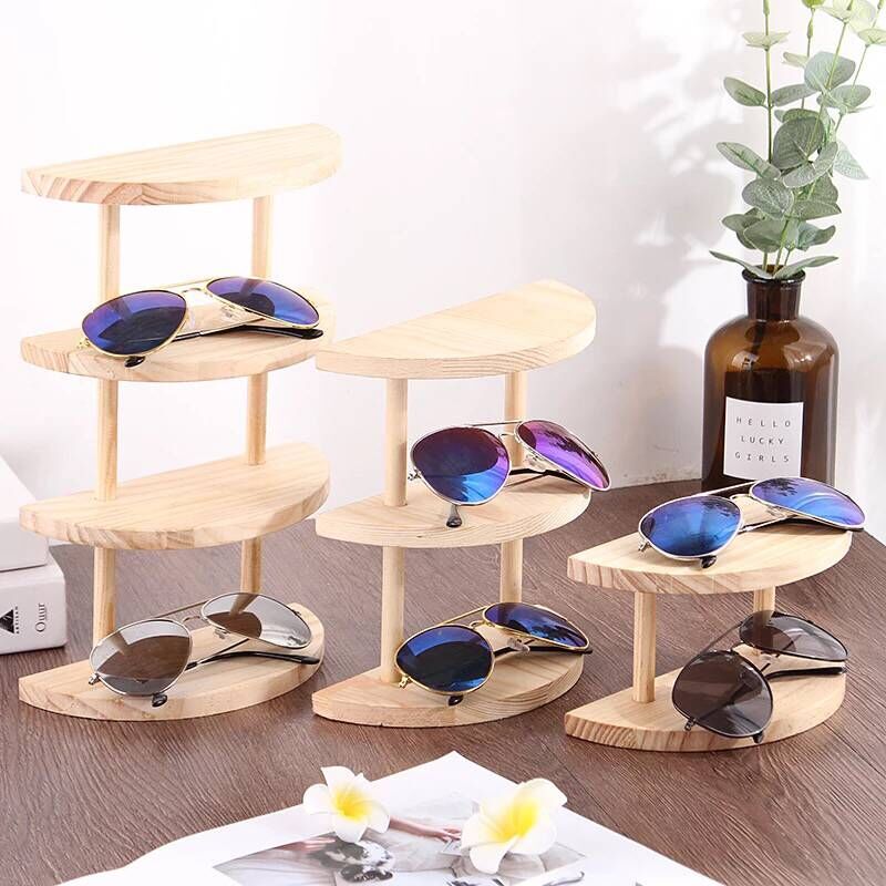 新西兰原木眼镜陈列展示架 太阳眼镜道具多层实木质橱窗摆件 包邮