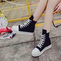 Giày nữ cao bên trong 2019 bề mặt da mới mùa thủy sinh hoang dã Phiên bản Hàn Quốc dày của đáy biển đen mùa hè - Giày cao gót giày thể thao trắng nữ