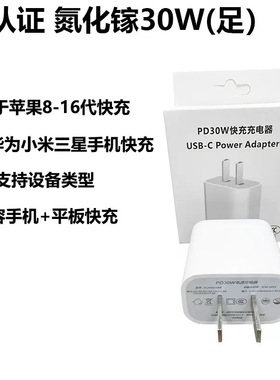 适用于iPhone6-iPhone14充电器套装氮化镓30W快充（PE袋包装）