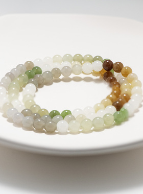 新疆6mm和田玉籽料糖玉多宝108颗手链秀气素串新年礼物送女友p159